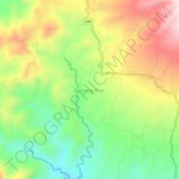 Topografisk kort Gunung Rejo, højde, terræn