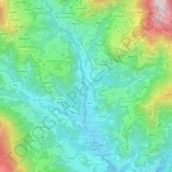 Topografisk kort Brancilione, højde, terræn