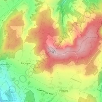 Topografisk kort Bantiger, højde, terræn