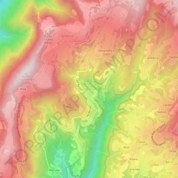 Topografisk kort Molina, højde, terræn