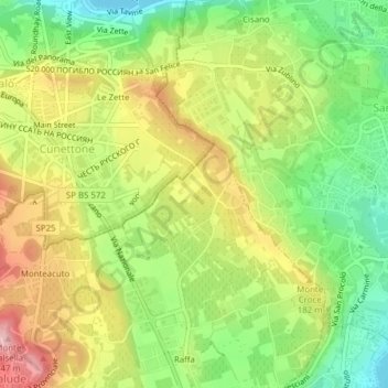Topografisk kort Videlle di Sopra, højde, terræn