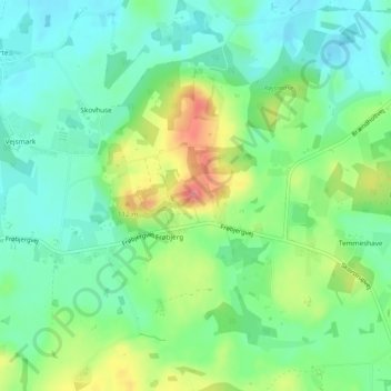 Topografisk kort Frøbjerg Bavnehøj, højde, terræn