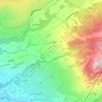 Topografisk kort Steg, højde, terræn