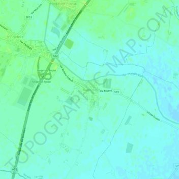 Topografisk kort Bagnolo, højde, terræn