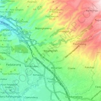 Topografisk kort Ngamprah, højde, terræn