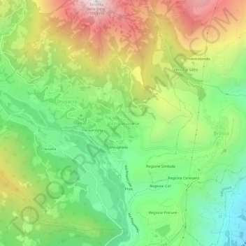 Topografisk kort Vico Canavese, højde, terræn