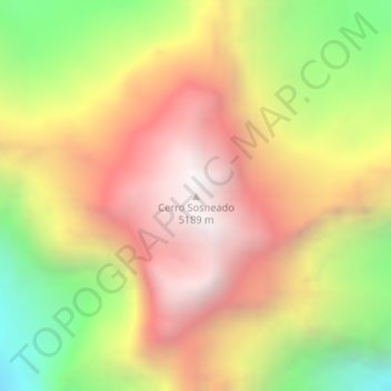 Topografisk kort Cerro Sosneado, højde, terræn