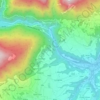 Topografisk kort Cillà, højde, terræn