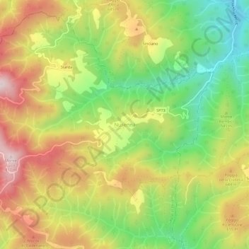 Topografisk kort Nusenna, højde, terræn