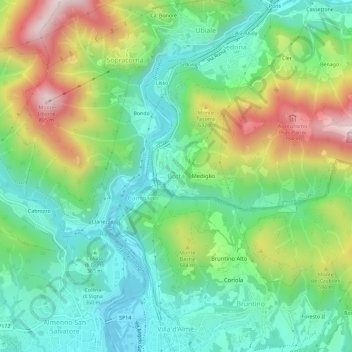 Topografisk kort Botta, højde, terræn