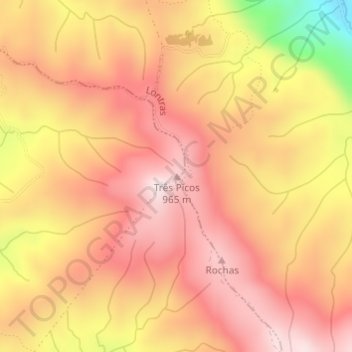 Topografisk kort Três Picos, højde, terræn