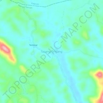 Topografisk kort Tapang Tingang, højde, terræn