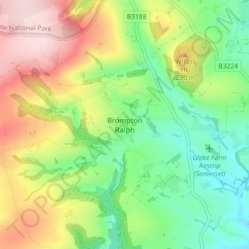 Topografisk kort Brompton Ralph, højde, terræn