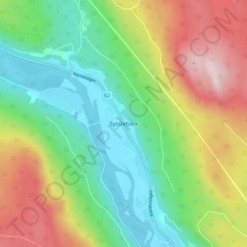 Topografisk kort Sysslebäck, højde, terræn