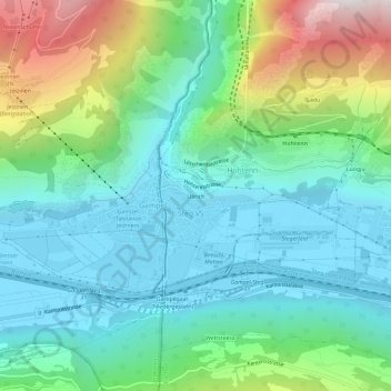 Topografisk kort Üärich, højde, terræn