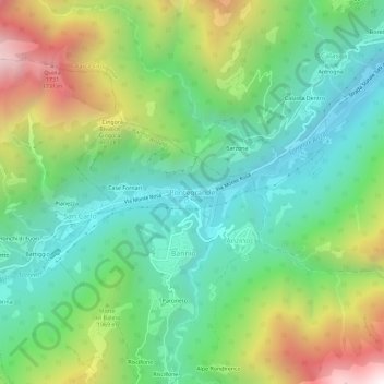 Topografisk kort Pontegrande, højde, terræn