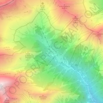 Topografisk kort Rima, højde, terræn