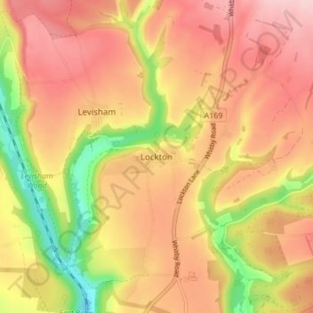 Topografisk kort Lockton, højde, terræn