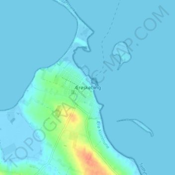 Topografisk kort Ærøskøbing, højde, terræn