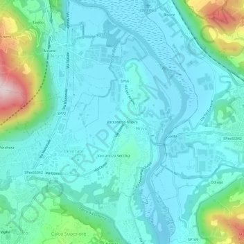 Topografisk kort Vaccarezza Nuova, højde, terræn