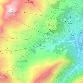 Topografisk kort Innerarosa, højde, terræn