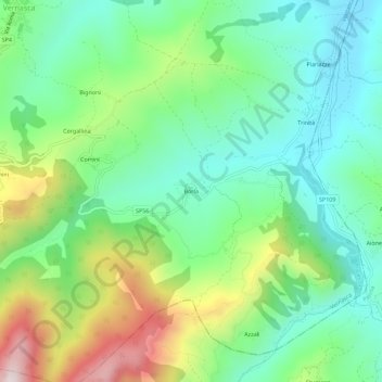 Topografisk kort Borla, højde, terræn