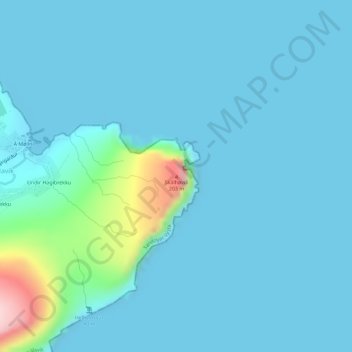 Topografisk kort Skálhøvdi, højde, terræn