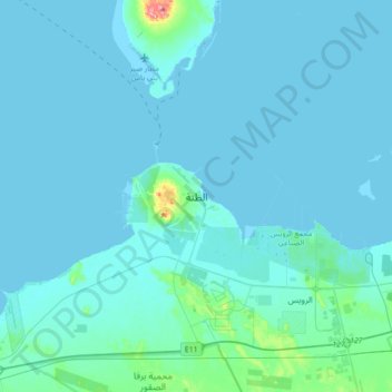 Topografisk kort Al Dhannah, højde, terræn