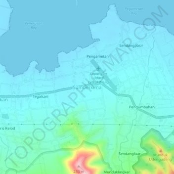 Topografisk kort Sumberkima, højde, terræn