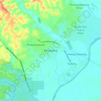 Topografisk kort Perawang, højde, terræn