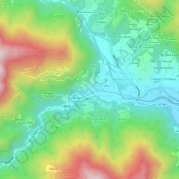 Topografisk kort Fortino, højde, terræn