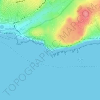 Topografisk kort Orcombe Point, højde, terræn