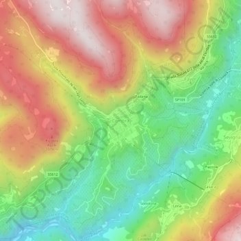 Topografisk kort Cembra, højde, terræn