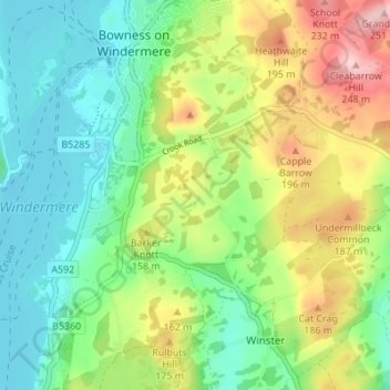 Topografisk kort Lindeth, højde, terræn