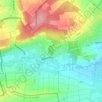 Topografisk kort Chill, højde, terræn