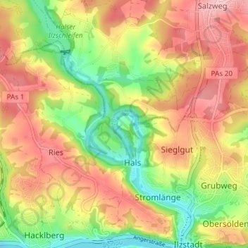 Topografisk kort Reut, højde, terræn