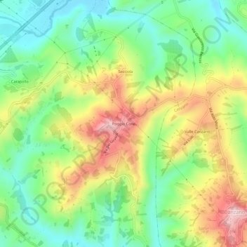 Topografisk kort Poggio Cono, højde, terræn