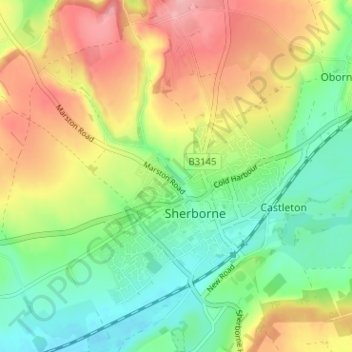Topografisk kort Nether Coombe, højde, terræn