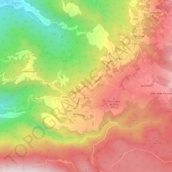 Topografisk kort All'Ò, højde, terræn