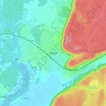 Topografisk kort Vargön, højde, terræn