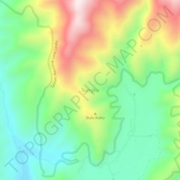 Topografisk kort Sungku, højde, terræn