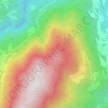 Topografisk kort Monte Croce, højde, terræn