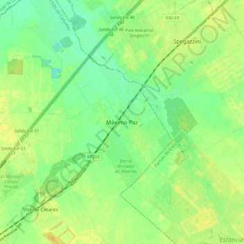 Topografisk kort Máximo Paz, højde, terræn
