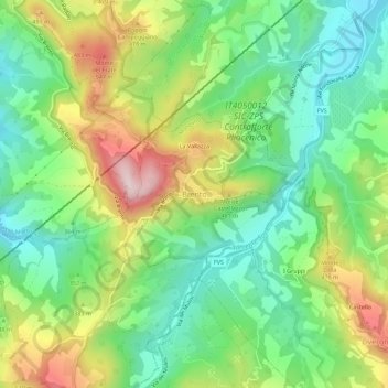 Topografisk kort Brento, højde, terræn