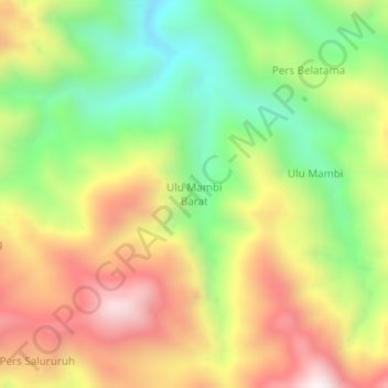 Topografisk kort Ulu Mambi Barat, højde, terræn