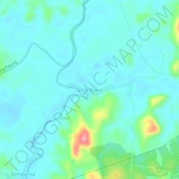 Topografisk kort Teluk Bayur, højde, terræn