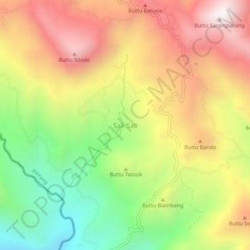Topografisk kort Sali Sali, højde, terræn