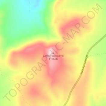 Topografisk kort Cerro Huaiquimil, højde, terræn