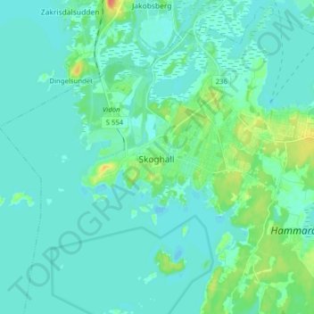 Topografisk kort Skoghall, højde, terræn