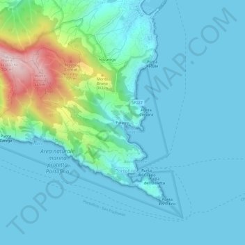 Topografisk kort Paraggi, højde, terræn